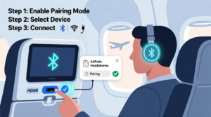 How to connect Bluetooth headphones to airplane entertainment